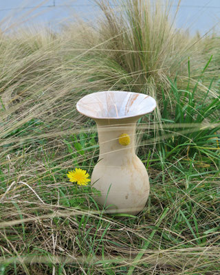 vase beige naturel émail blanc