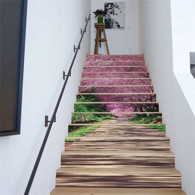 revêtement en 3D et en pvc spécial lieu de passage comme un escalier. Résistant, étanche et autoadhésif avec une vaste gamme  de motifs, en vente chez Zappandoo.