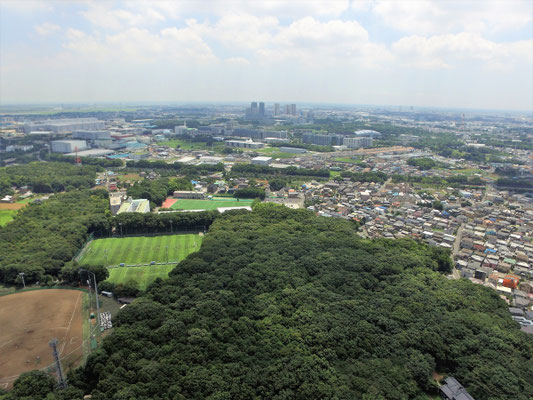 上空から柏の葉キャンパス方面を遠望