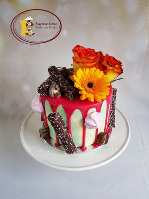 Dripcake met echte bloemen