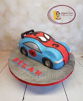 Spiderman auto taart