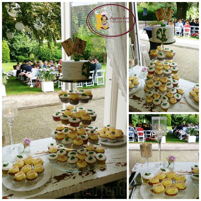 Aansnij taartje met 85 bruidscupcakes