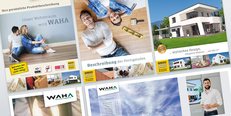 Baufirma Waha · diverse Folder und Broschüren