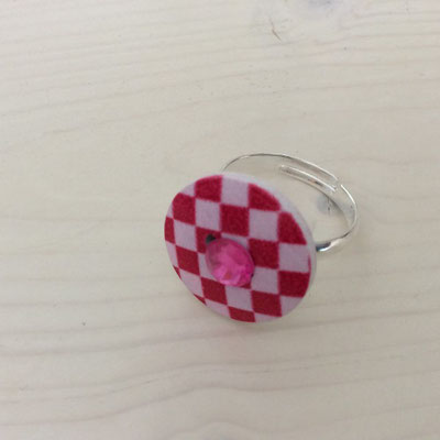 Bague bois carreau rouge - Référence : BAG36BOISCARROU