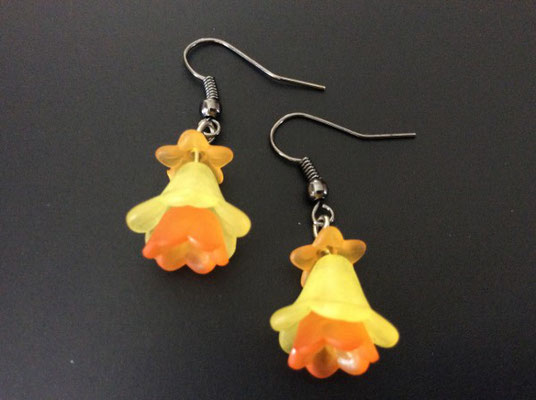 Boucles d'oreilles clochette jaune orange - Référence : BO37CLOCJAUNORAN