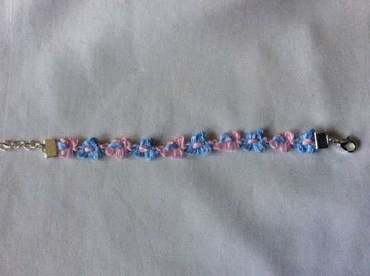 Bracelet enfant tissu rose ciel -  Référence : BRAENF12ETISROSCIE