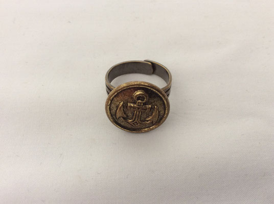 Bague métal doré  ancre de marine - Référence : BAGMETDOR33ANC