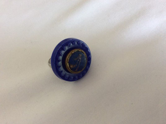 Bague bleue dorée - Référence : BAGBLEU32DOR