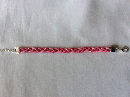Bracelet enfant elastique rose tressé -  Référence : BRAENF11ELASROSETRES