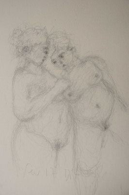 Mère et fille, Graphite format approximatif 24x30, janvier - mars 17