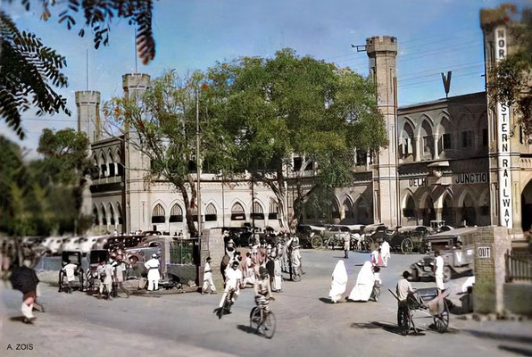 Old Delhi Railway Station in 1920s. Image rendition by Anthony Zois.