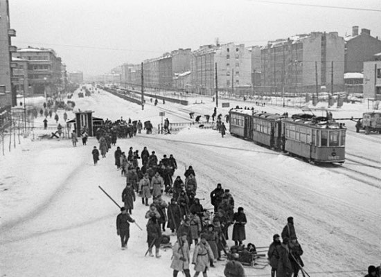 Winter scene inside the besieged city