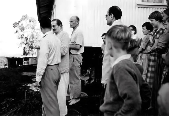 June 1958 - Meher Baba's visit to Avatar's Abode. Jon is seen centre-rear, partially hidden.