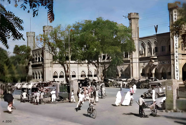 Old Delhi Railway Station in 1920s. Image rendition by Anthony Zois.