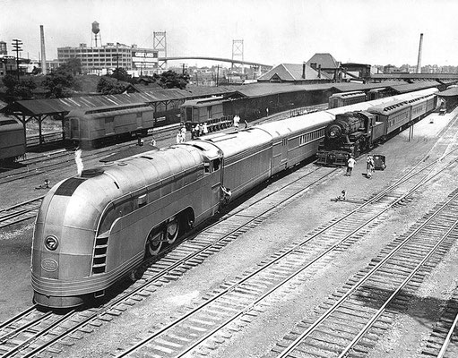 The New York Central's all new Mercury on display at at Toledo Union Station on July 2, 1936 - George Blount photo