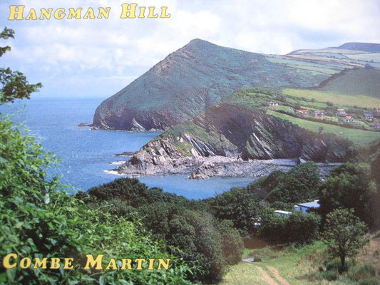 Postcard - the farm Meher Baba stayed at is on the far hillside of the green hill in this photo, and the ridge Baba walked on is the top of that hill-1995-eric t