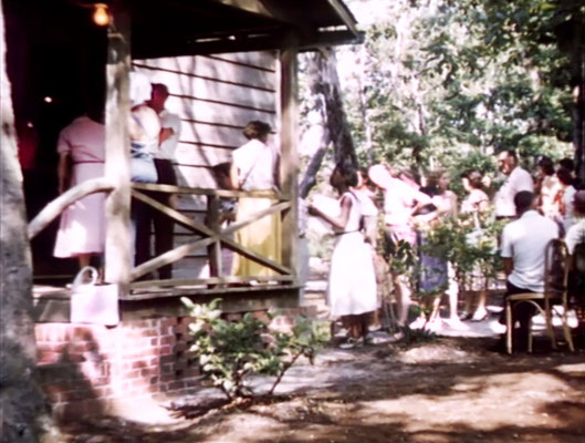 1956 ; Meher Center, Myrtle Beach, SC. ; People entering The Barn to be with Meher Baba. The images were captured by Anthony Zois from a film by Sufism Reoriented.