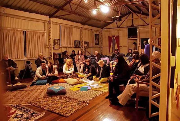 Inside Baba's House hall during an anniversary