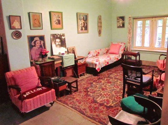 2018 ; The Sitting Room as you enter the Main Bungalow. Note Baba’s gadi-couch