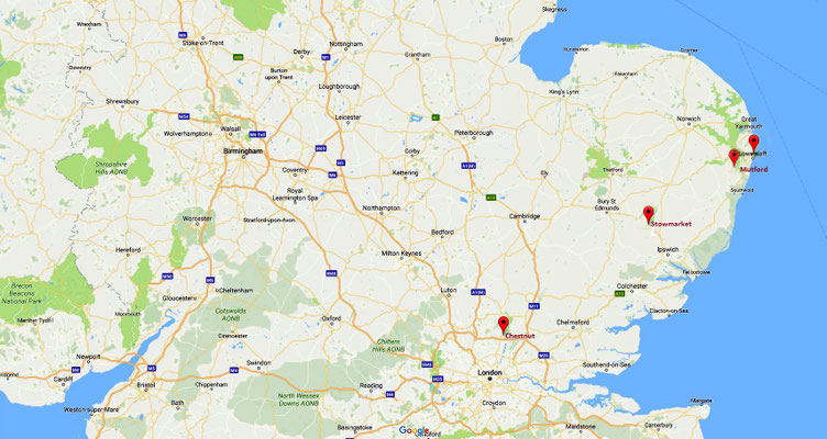 4 markers show the birthplaces of Margaret, her father & mother, also the town they lived mostly.