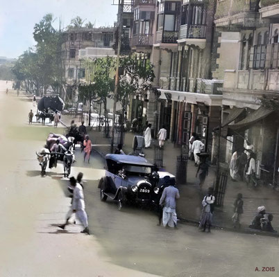 Street Scene In Byculla Mumbai - 1923 - Close up. Image rendered by Anthony Zois.