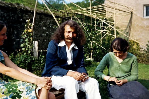 1931 : Meher Baba with Margaret Craske (left) and Kim Tolhurst at East Challacombe. Image rendition by Anthony Zois. BP