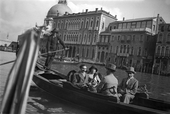 Baba in a gondola with Edith Corfe, Kaka Baria & Adi K Irani - 5th April, 1932