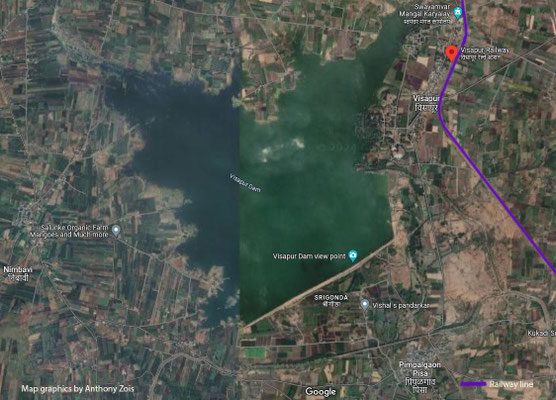 Aerial view of the town and lake
