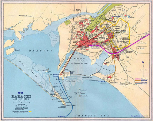 Karachi City area. Map graphics by Anthony Zois.
