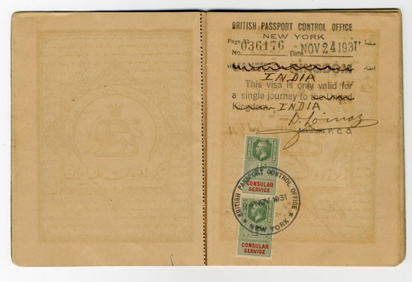 Meher Baba's 1931 Persian passport