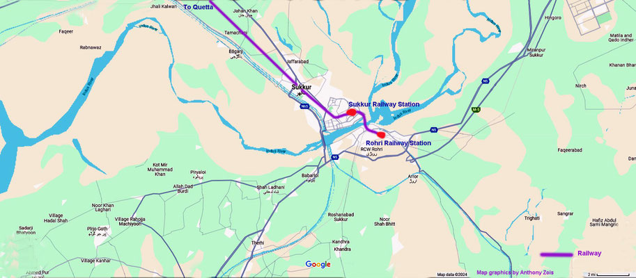 Map of Sukkur & surrounding towns. Map graphics by Anthony Zois.