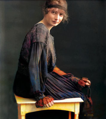 Jan. 1916 - B/W photo is in the National Portrait Gallery, London, England. Image rendition by Anthony Zois.