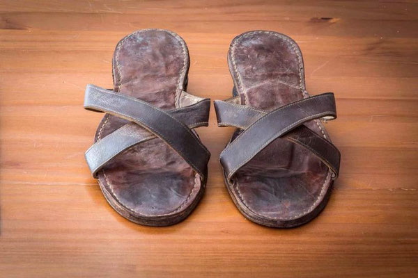 Sandals worn by Meher Baba and preserved at Beloved Archives.