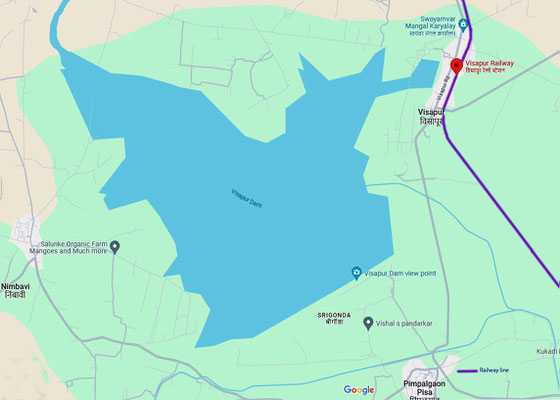 Map shows the small town of Visapur.