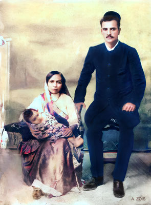 KHODU with wife NAJA & baby DINSHAW. Image rendition by Anthony Zois.