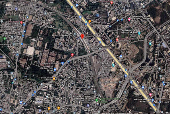 Map : Chinchwad, Poona ( Pune ), India. Map courtesy of Google maps.