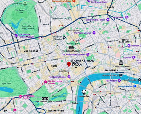 Dance school location on map