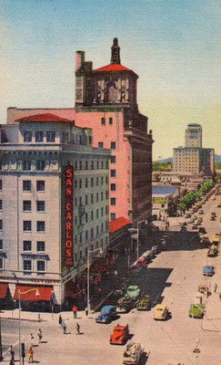 Looking north up Central Avenue at Monroe in the 1930s, Phoenix