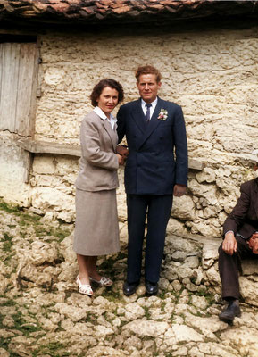 My parents ; Anastasios ( father ) & Cleopatra ( mother ) Zois on their Wedding Day in Acadia, Greece in 1952. BP