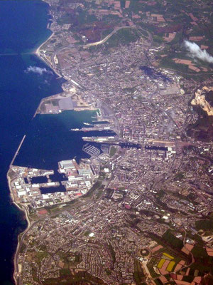 Aerial photo of Cherbourg, France.