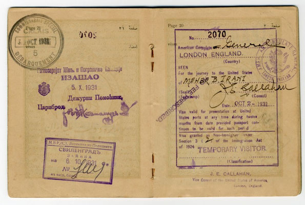 Meher Baba's 1931 Persian passport