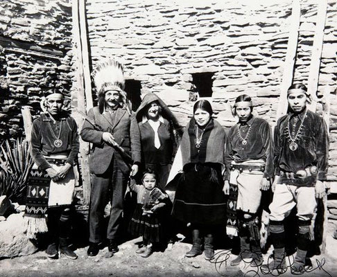 Einsteins at the Grand Canyon, 1922, with members of the local tribe.