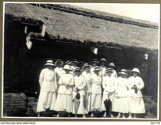 Group of fifteen Australian nurses outside King George War Hospital