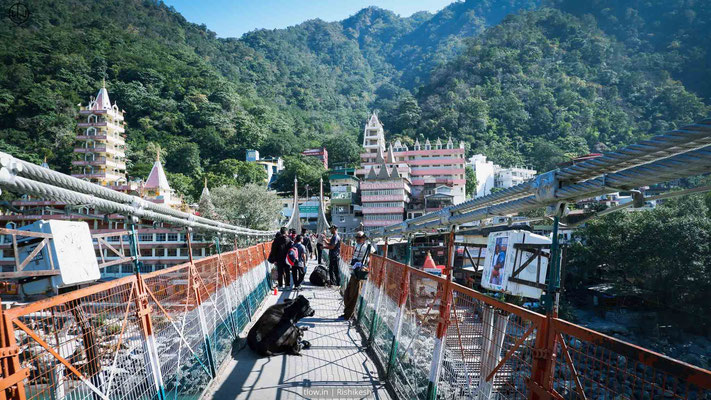 The suspension bridge over the Ganges River