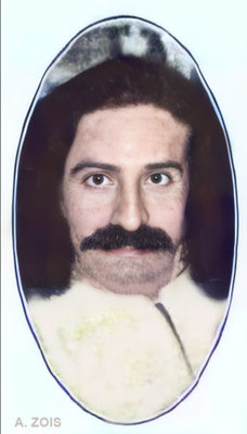 1931 : Photo of Meher Baba in a newspaper. Image rendition by Anthony Zois.