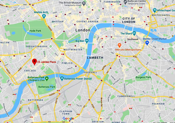 Map of London and red pointer