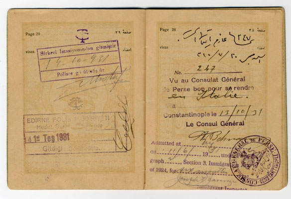 Meher Baba's 1931 Persian passport