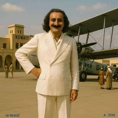 AI image showing Meher Baba in Kuwait. Image produced by Anthony Zois.