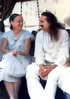 Margaret with Meher Baba in 1937 at Nasik. Image rendition by Anthony Zois.