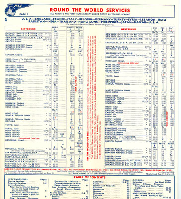 1952 PAN AM FLIGHT TIMETABLE BROCHURE